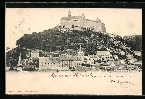 AK Kulmbach, Blick in die Stadt und hinauf zur Burg