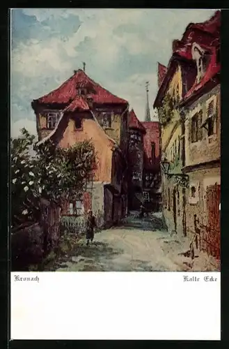 Künstler-AK Kronach im Frankenwald, am kalten Eck