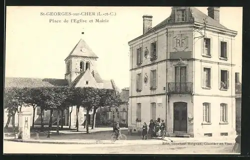 AK St. Georges sur Cher, Place de l`Eglise et Mairie