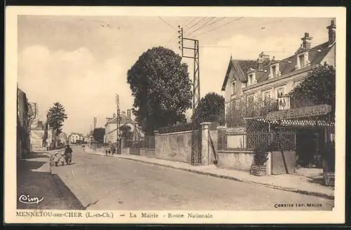 AK Mennetou-sur-Cher, la Mairie, Route Nationale