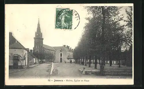 AK Josnes, Mairie, Église et Place