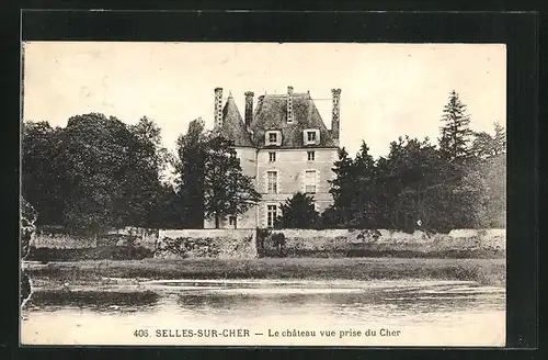 AK Selles-sur-Cher, Le château vue prise du Cher