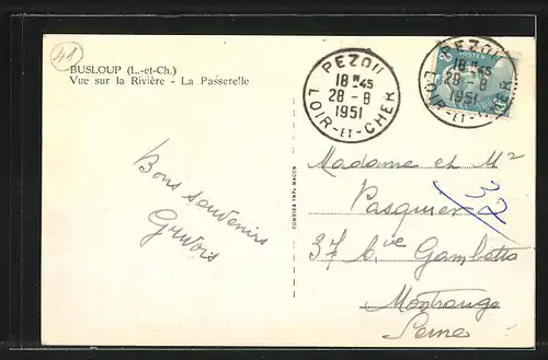 AK Busloup, Vue sur la Rivière - La Passerelle