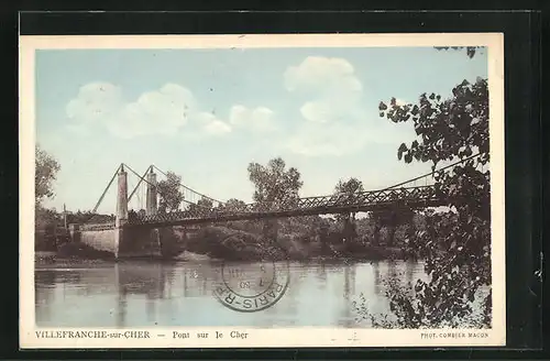 AK Villefranche-sur-Cher, Pont sur le Cher