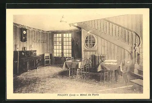 AK Poligny, Hotel de Paris, vue interieure