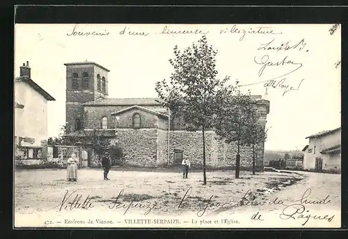 AK Villette-Serpaize, La place et l`Eglise