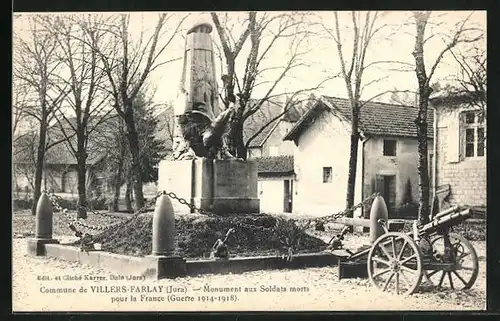 AK Villers-Farlay, Monument aux Soldats morts pour la France, Guerre 1914-18