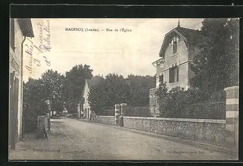AK Magescq, Rue de l`Église, Strassenpartie