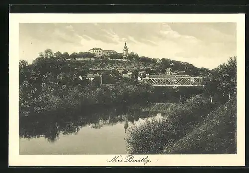 AK Nové Benátky, Flusspartie, Blick zur Brücke