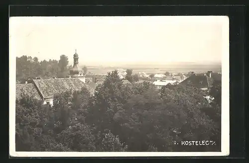 AK Kostelec n/L., Ortsansicht aus der Vogelschau