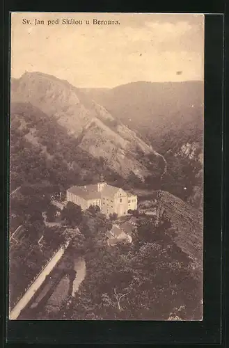 AK Svatý Jan pod Skalou, Kloster aus der Vogelschau