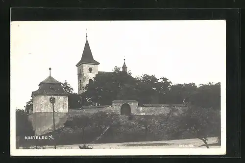 AK Kostelec n. L., Blick zur Kirche