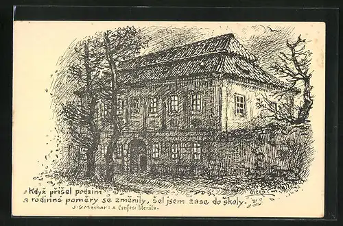 Künstler-AK Brandys nad Labem, Piaristica Skola