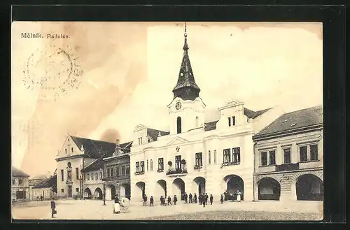 AK Melnik, Radnice, Blick zum Rathaus