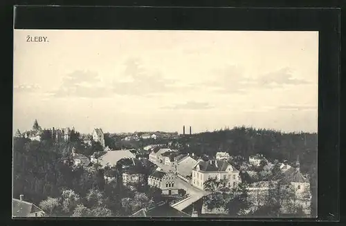 AK Zleby, Gesamtansicht aus der Vogelschau