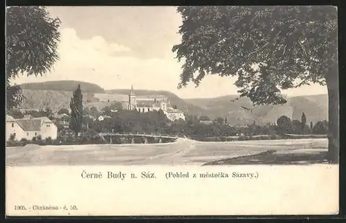 AK Cerné Budy, Pohled z mestecka Sazavy