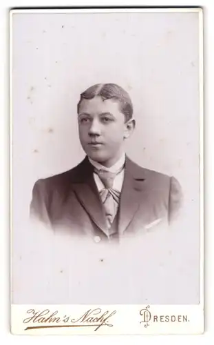 Fotografie Hahns Nachf., Dresden, Junger Mann im Anzug mit Krawatte