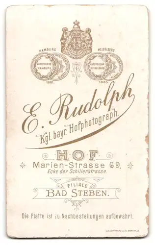 Fotografie H. Rudolph, Hof, Portrait Mädchen mit Haarknoten