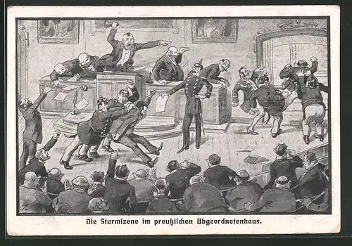 AK Die Sturmszene im preussischen Abgeordnetenhaus vom 9. Mai 1912