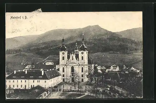 AK Haindorf / Hejnice, Totalansicht Kloster