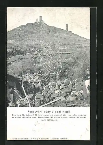 AK Klapy, Mure 8. + 9. April 1898, Hradu Hazmburka