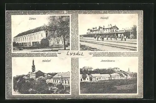AK Lissa / Lysa, Bahnhof, Schloss, Markplatz