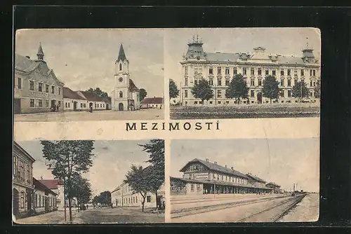 AK Mezimosti, Bahnhof, Marktplatz