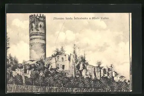 Künstler-AK Mlada Vozice, Zricenina hradu Sellenberka