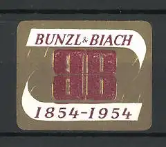 Präge-Reklamemarke Bunzl & Biach, 100 Jahre Jubiläum 1954-1954, Firmenlogo