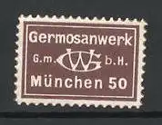 Präge-Reklamemarke Germosanwerk GmbH, München, Firmenlogo
