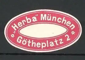 Präge-Reklamemarke Herba München, Götheplatz 2