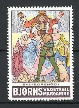 Reklamemarke Bjorns Vegetabil Margarine, Svinedrengen, König mit Untergebenen
