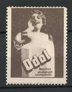 Reklamemarke Odol Mundwasser, Fräulein mit Flasche