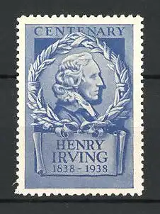 Reklamemarke Schauspieler Henry Irving, Centenary 1838-1938