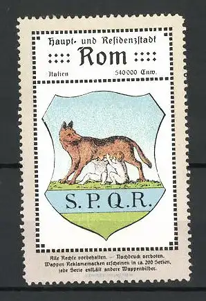 Reklamemarke Rom, Haupt- und Residentstadt Italiens, Stadtwappen