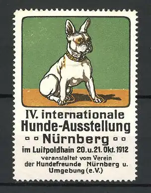Reklamemarke Nürnberg, IV. Internationale Hunde-Ausstellung 1912, Hund im Portrait