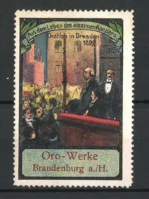 Reklamemarke Serie: aus dem Leben des eisernen Kanzlers, Ovation Bismarck's in Dresden 1898