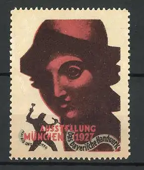 Reklamemarke München, Ausstellung Das Bayerische Handwerk 1927, Büste