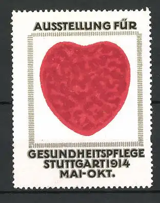 Reklamemarke Stuttgart, Ausstellung für Gesundheitspflege 1914, Messelogo rotes Herz