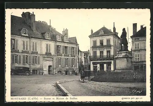 AK Montbard, Statue et Maison de Buffon, Place Buffon