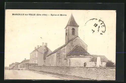 AK Marcilly-sur-Tille, Eglise et Mairie