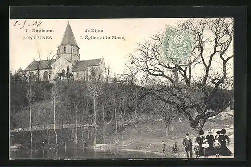 AK Fontaines, L`Eglise et la Mare