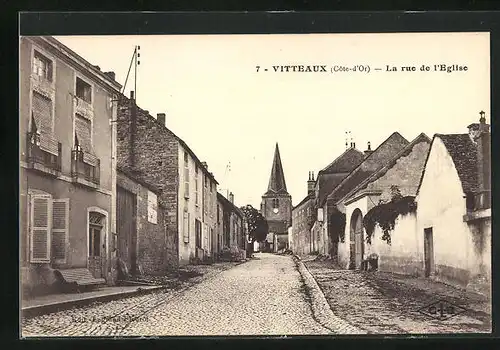 AK Vitteaux, La rue de l`Eglise, Strassenpartie