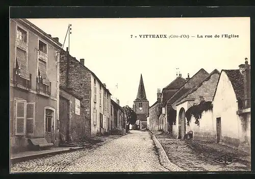 AK Vitteaux, La rue de l`Eglise, Strassenpartie im Ort