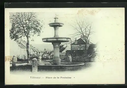 AK Vitteaux, Place de la Fontaine, Brunnen