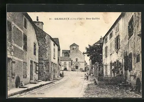 AK Gemeaux, Rue Gallix, Strassenpartie im Ort