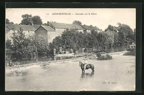 AK Gommeville, Cascade sur la Seine