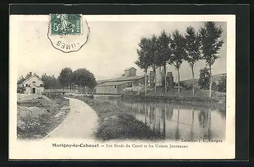 AK Marigny-le-Cahouet, les Bords du Canal et les Usines Journeaux