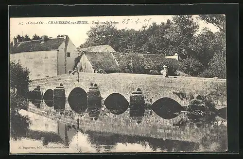 AK Chamesson-sur-Seine, Pont sur la Seine