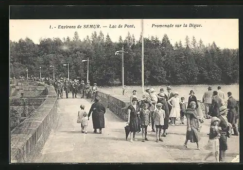 AK Semur, Lac de Pont, Promenade sur la Digue